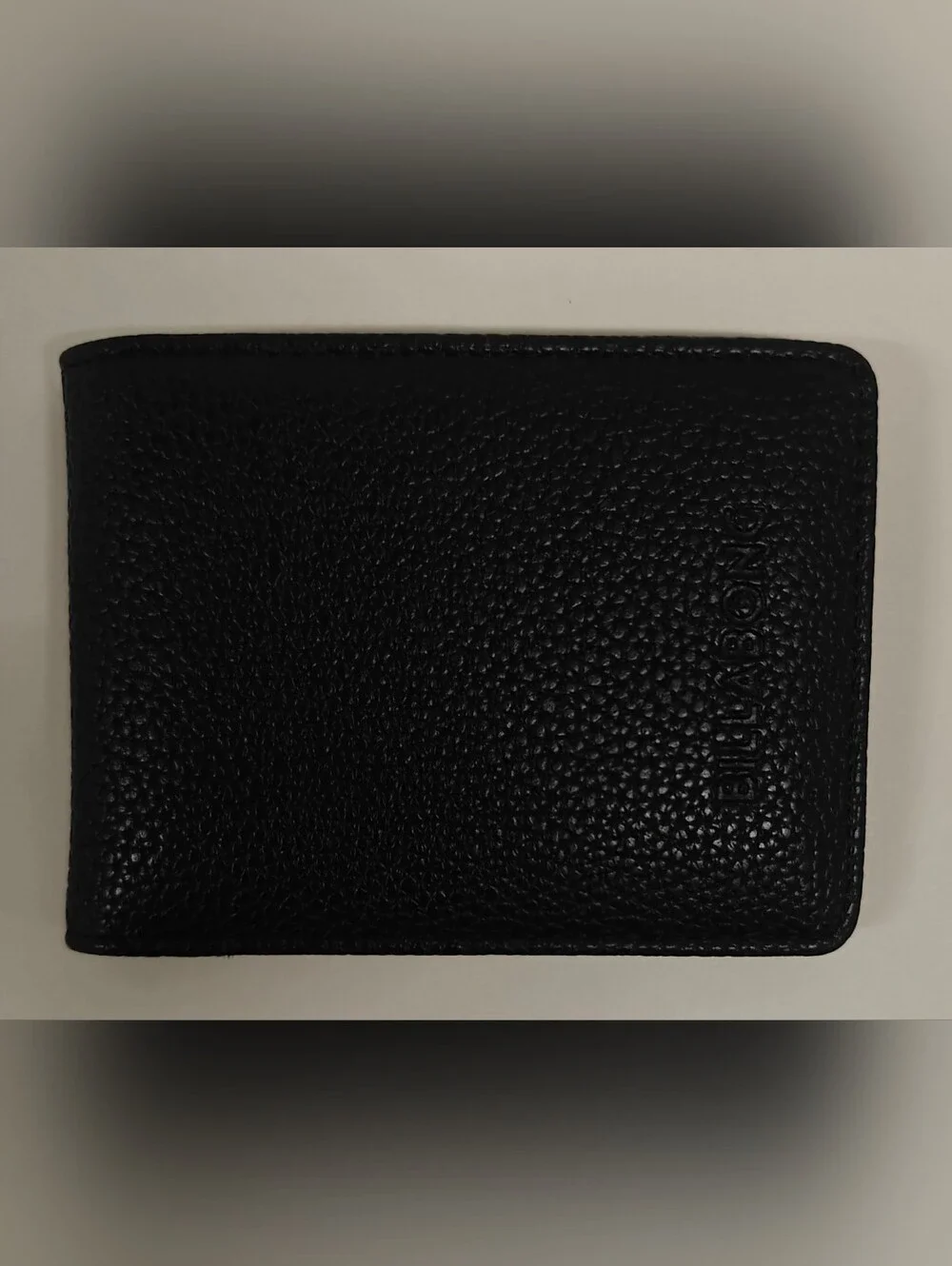 Billabong Black Pebbled Leather Billfold Wallet Embossed Logo Bifold Classic Men
